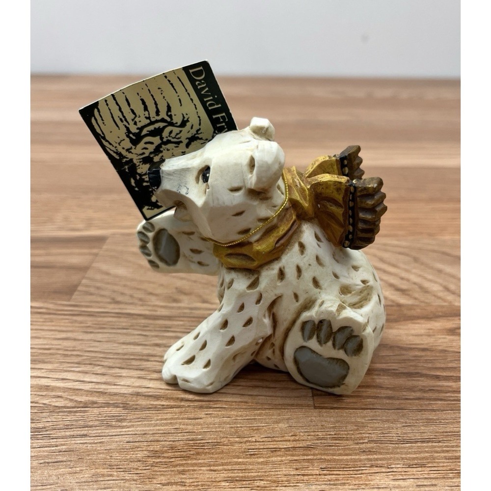 Vintage David Frykman‎ Sitting Polar Bear with Yellow Scarf #DF1144 Figure